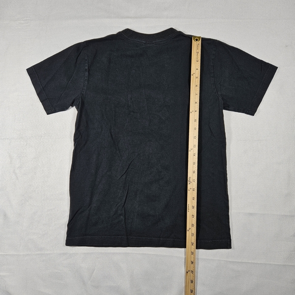 VINTAGE Champion Black Shirt Orange Embroidered Logo Mens Med Champion Patch - Picture 5 of 6